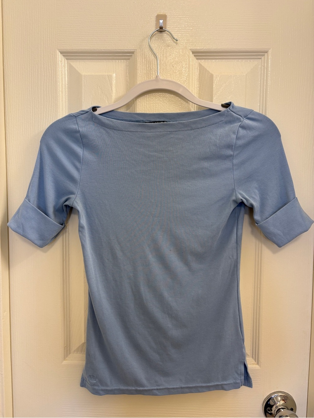 Vintage Ralph Lauren Light Blue Boatneck Short Sleeve Top